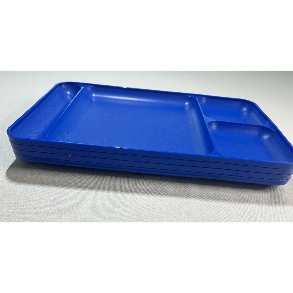 Tupperware Impressions Dining Serving Trays 4x Royal Blue‎ Cafeteria Trays